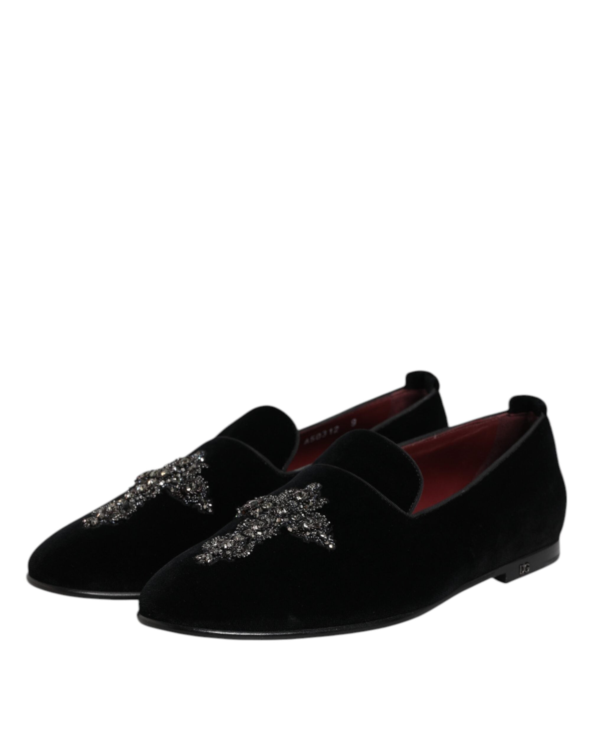 Dolce &amp; Gabbana Sorte Velourslippers Med Udsmykning