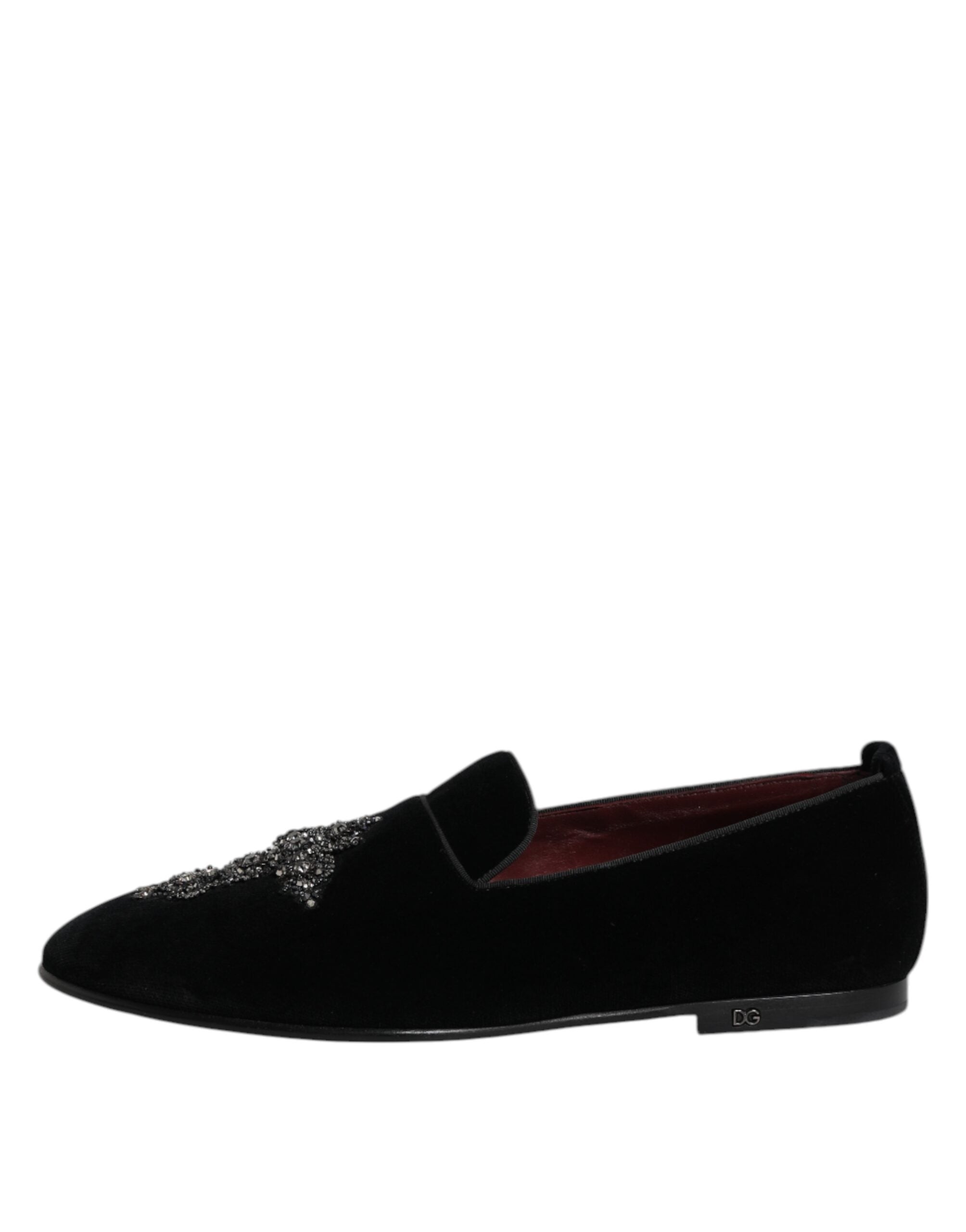 Dolce &amp; Gabbana Sorte Velourslippers Med Udsmykning