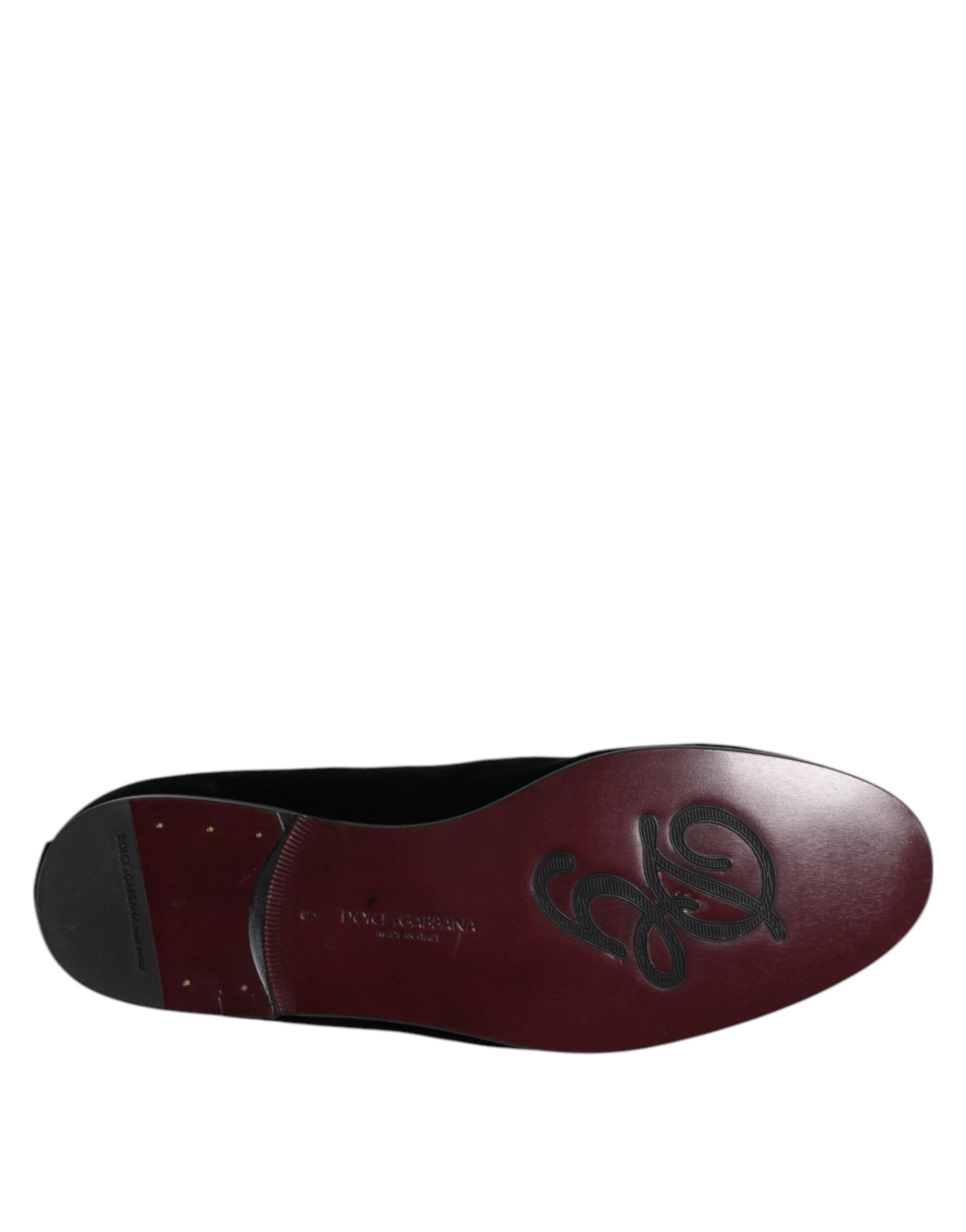 Dolce &amp; Gabbana Sorte Velourslippers Med Udsmykning