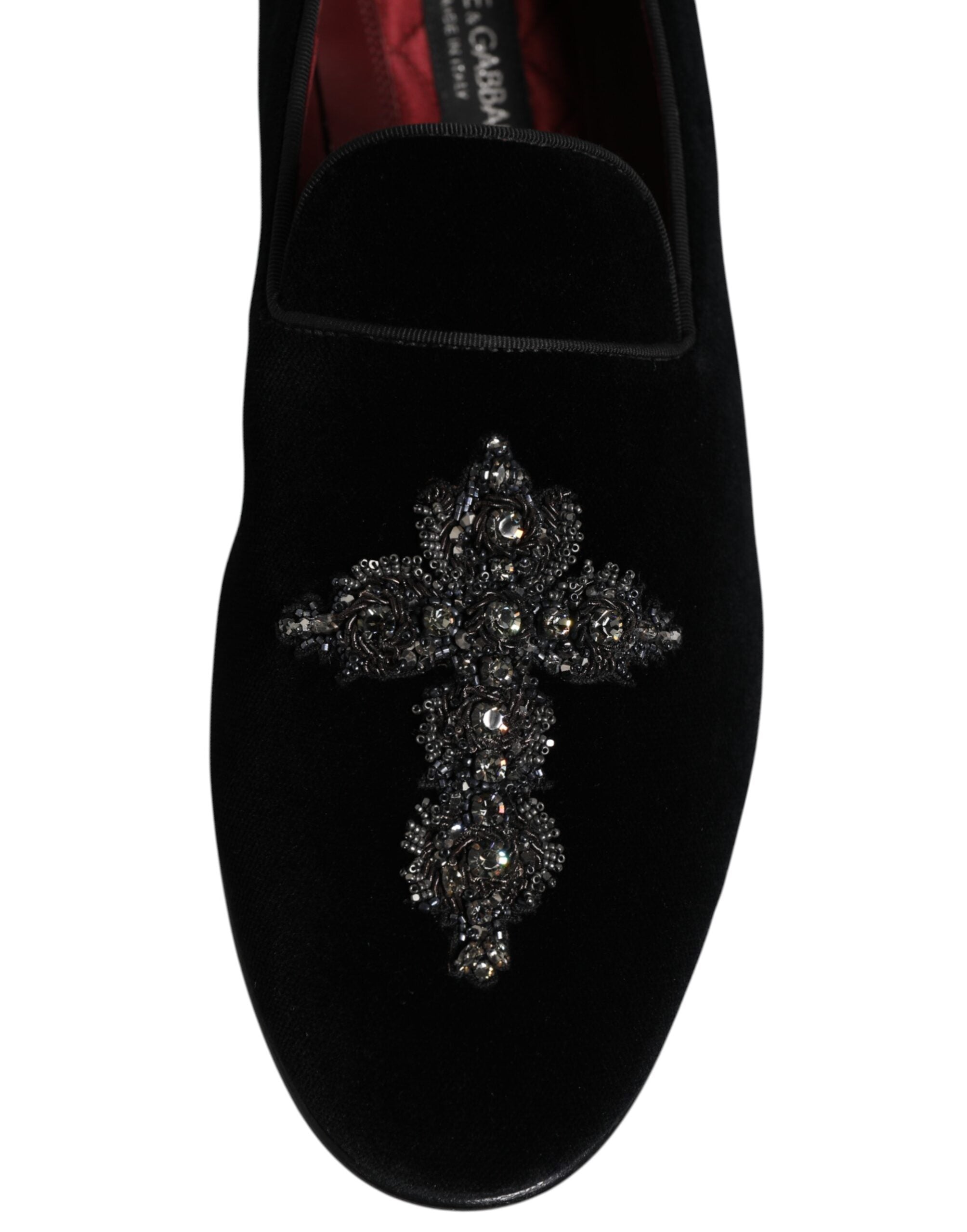Dolce &amp; Gabbana Sorte Velourslippers Med Udsmykning