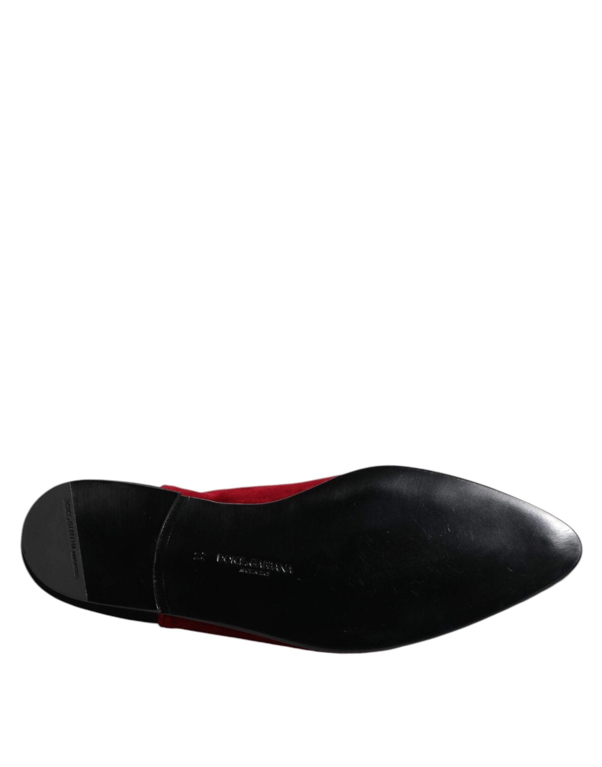 Dolce &amp; Gabbana Sorte Røde Fløjlsudsmykkede Slip-On Sko
