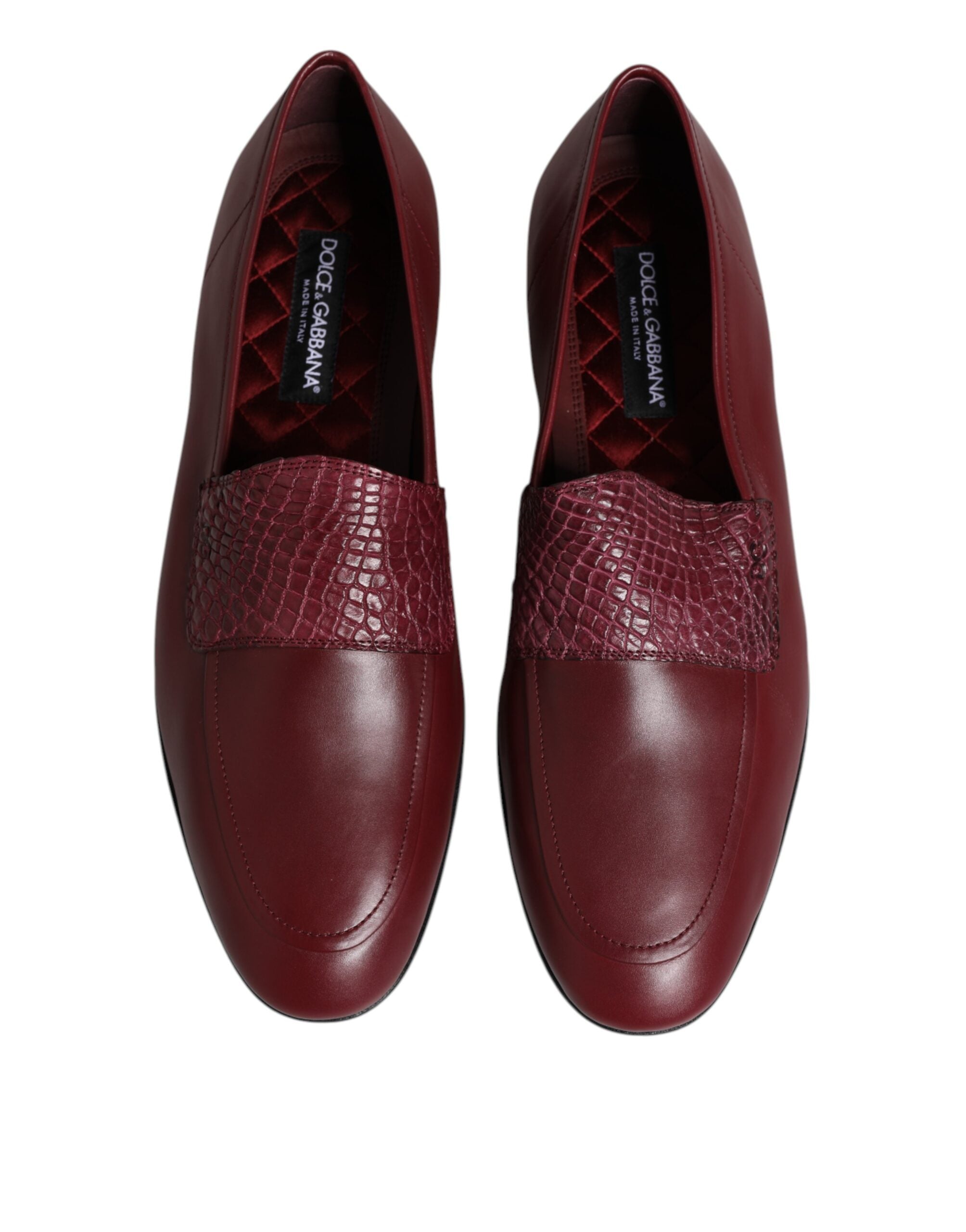 Dolce &amp; Gabbana Bordeauxrøde Kalveskinds Formelle Slip-On Sko i Læder