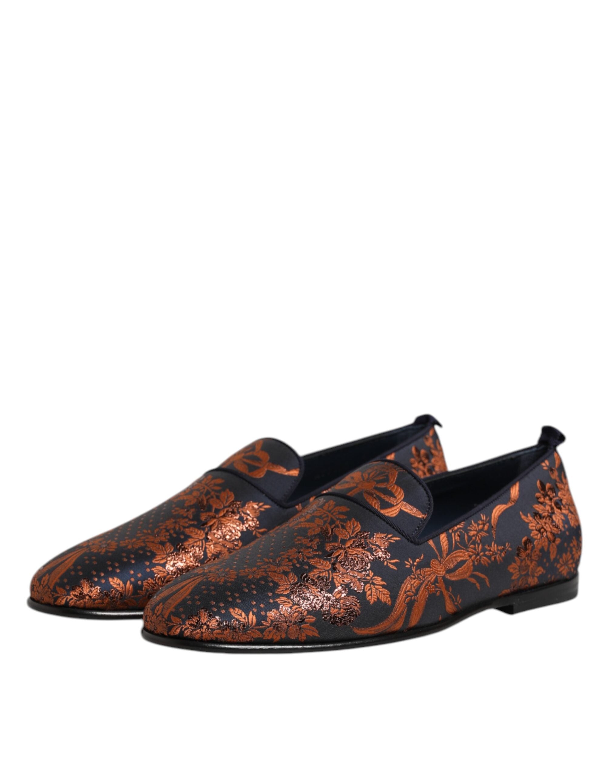 Dolce &amp; Gabbana Svarta Jacquard Polyester Slip On Loafers Skor