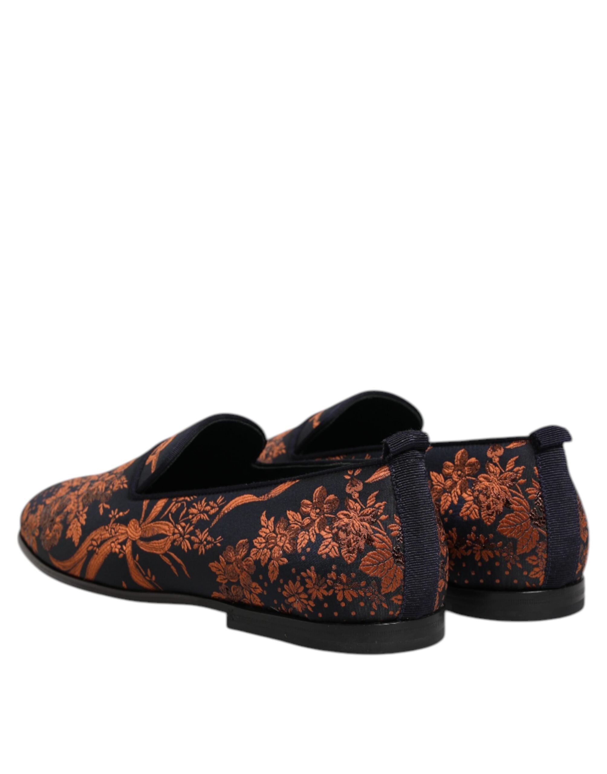 Dolce &amp; Gabbana Svarta Jacquard Polyester Slip On Loafers Skor