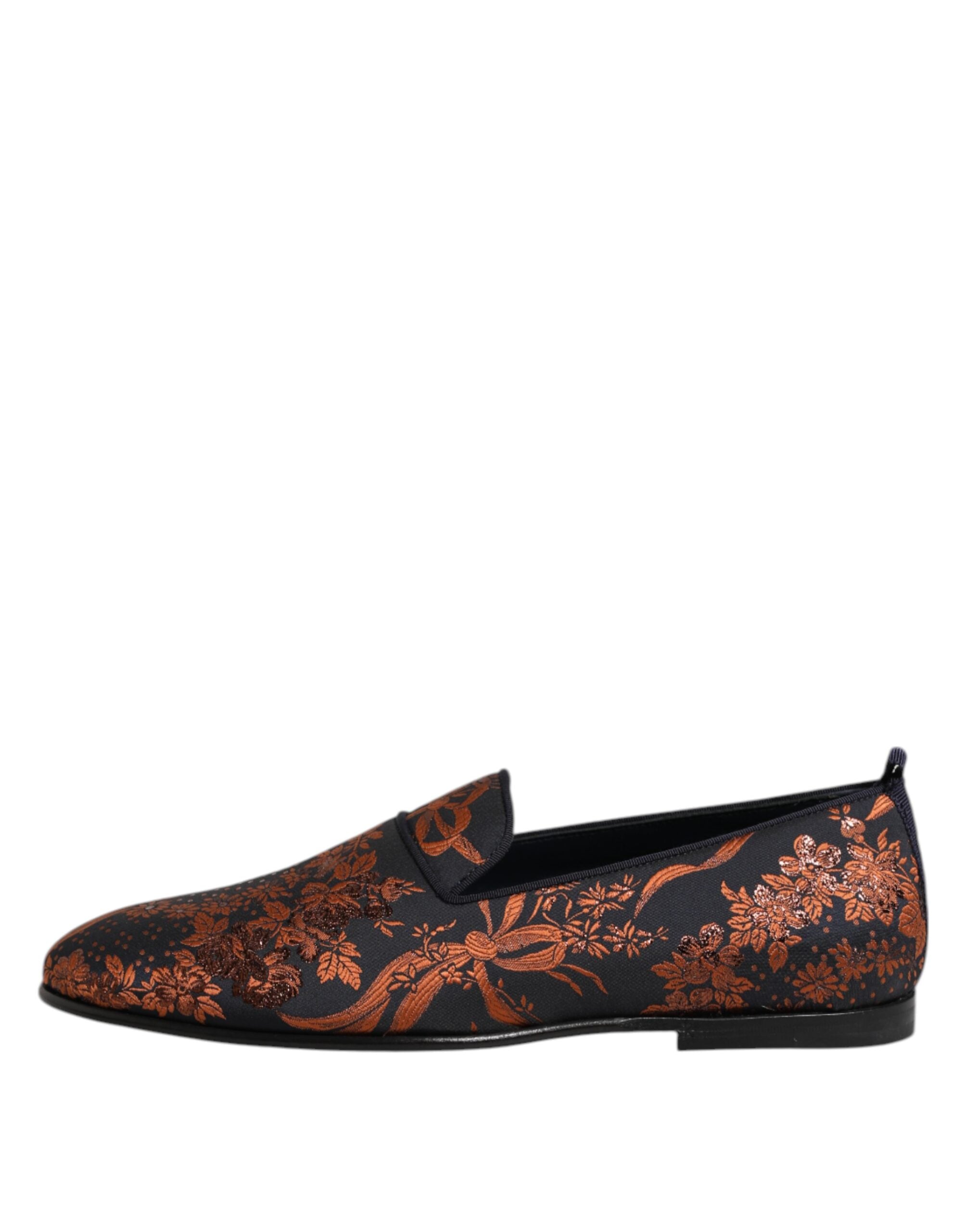 Dolce &amp; Gabbana Svarta Jacquard Polyester Slip On Loafers Skor