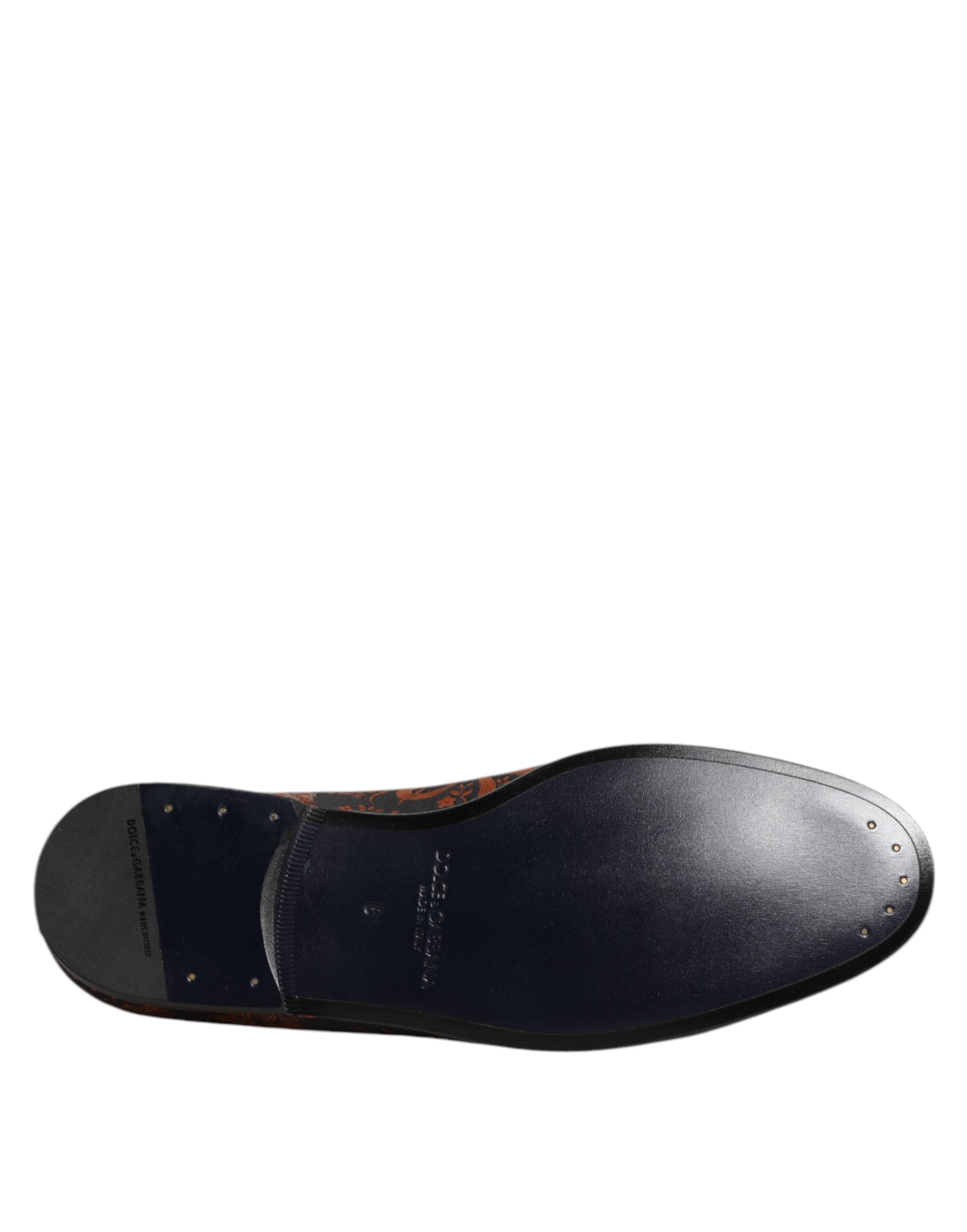 Dolce &amp; Gabbana Svarta Jacquard Polyester Slip On Loafers Skor