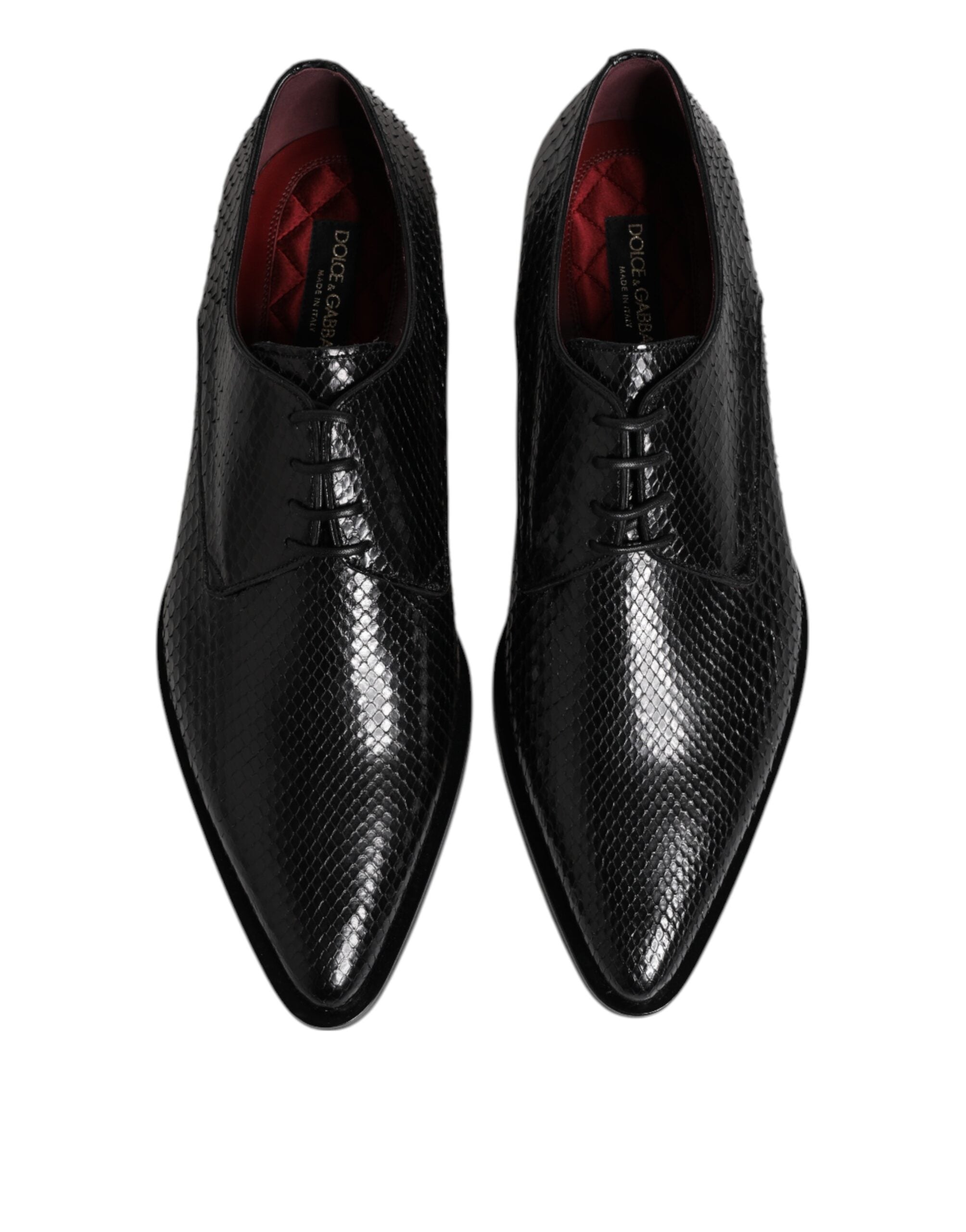 Dolce &amp; Gabbana Sort Læderkjole Med Snøre Herre Derbysko