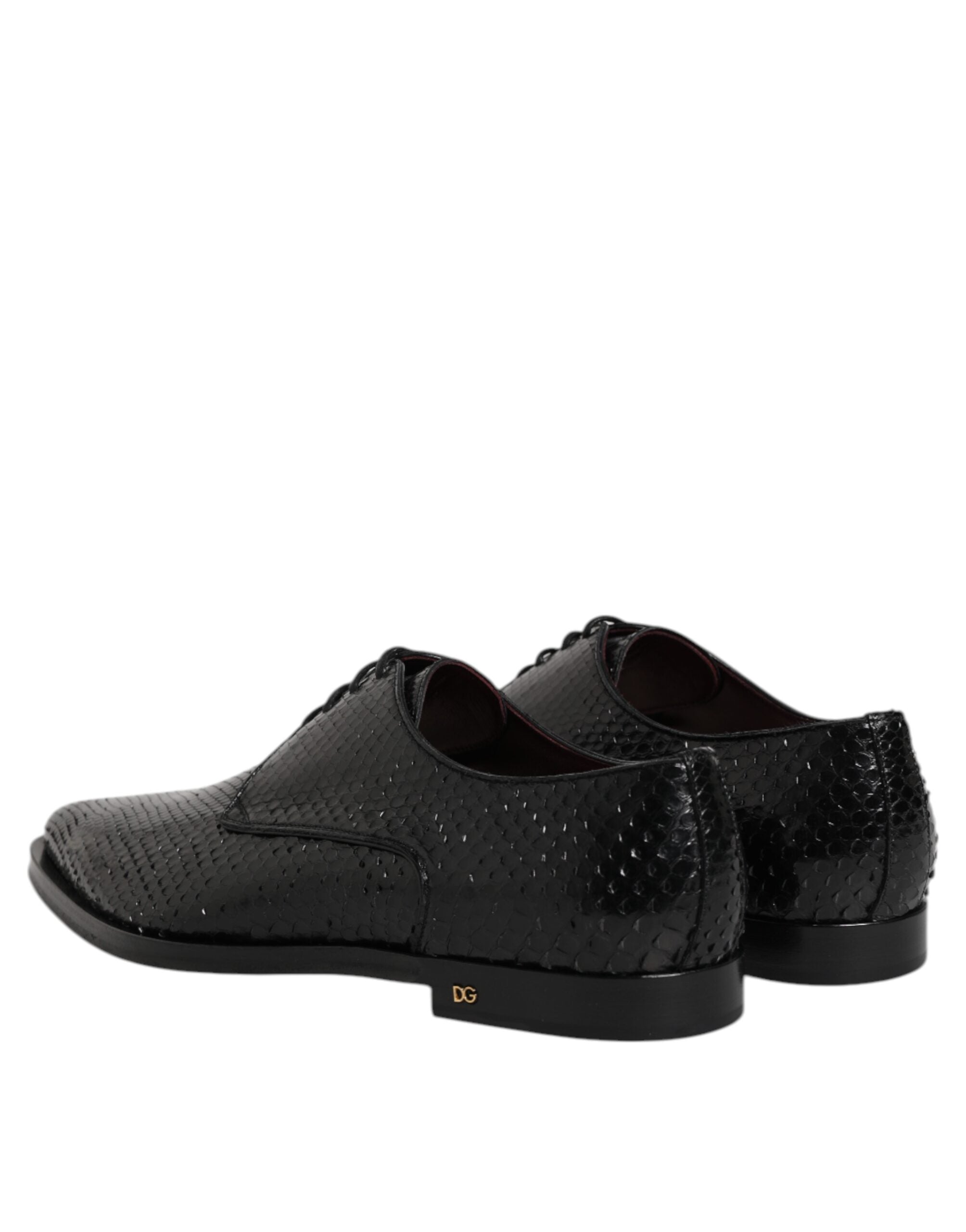 Dolce &amp; Gabbana Sort Læderkjole Med Snøre Herre Derbysko