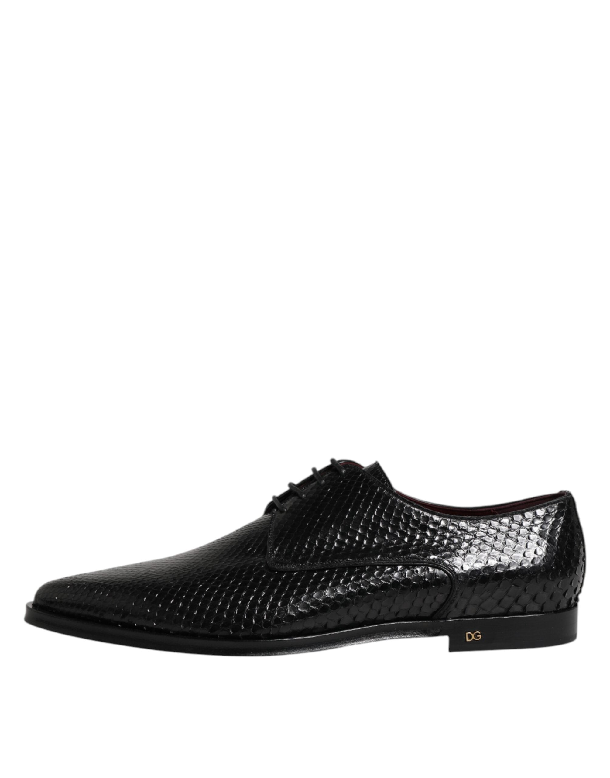 Dolce &amp; Gabbana Sort Læderkjole Med Snøre Herre Derbysko