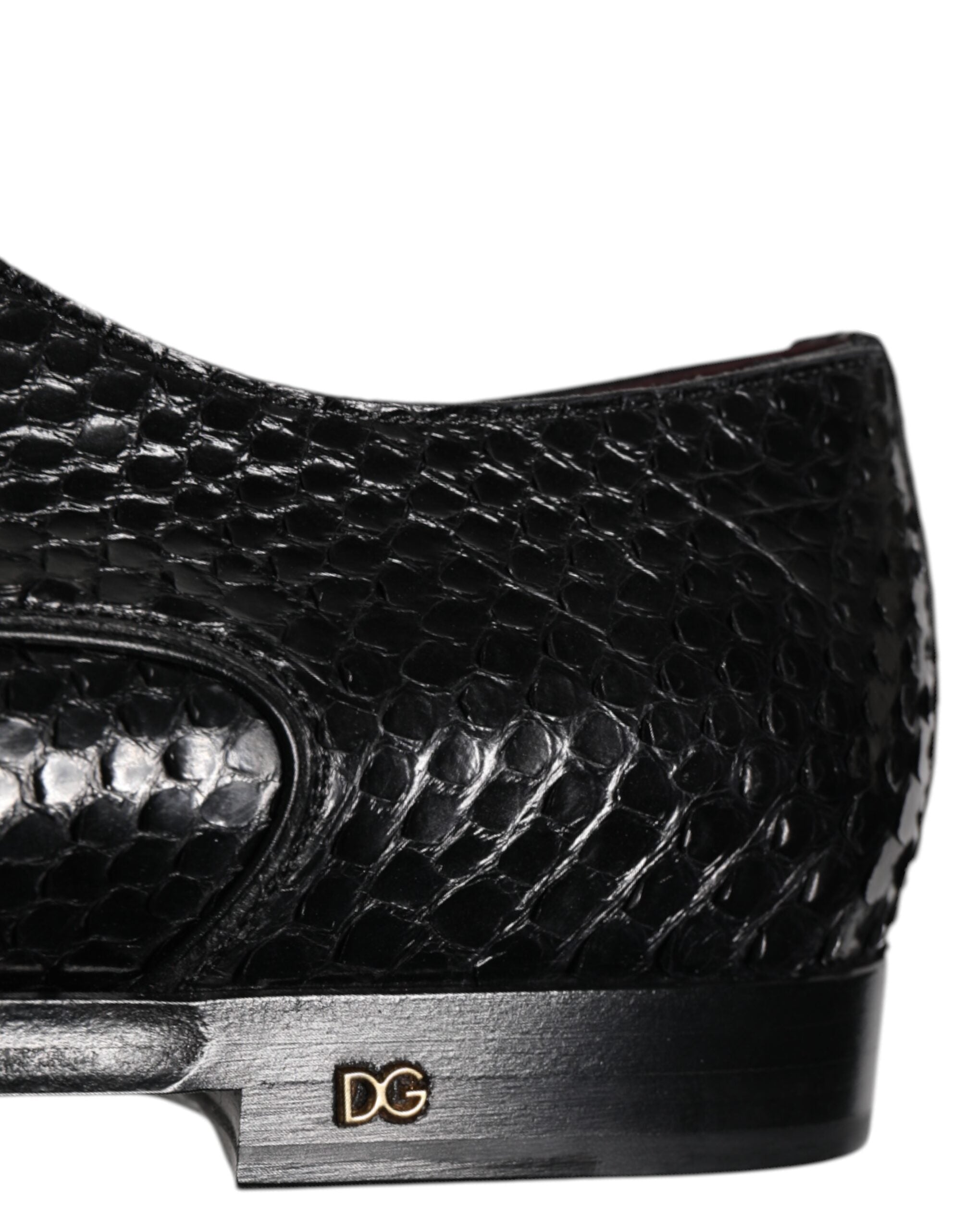 Dolce &amp; Gabbana Sort Læderkjole Med Snøre Herre Derbysko
