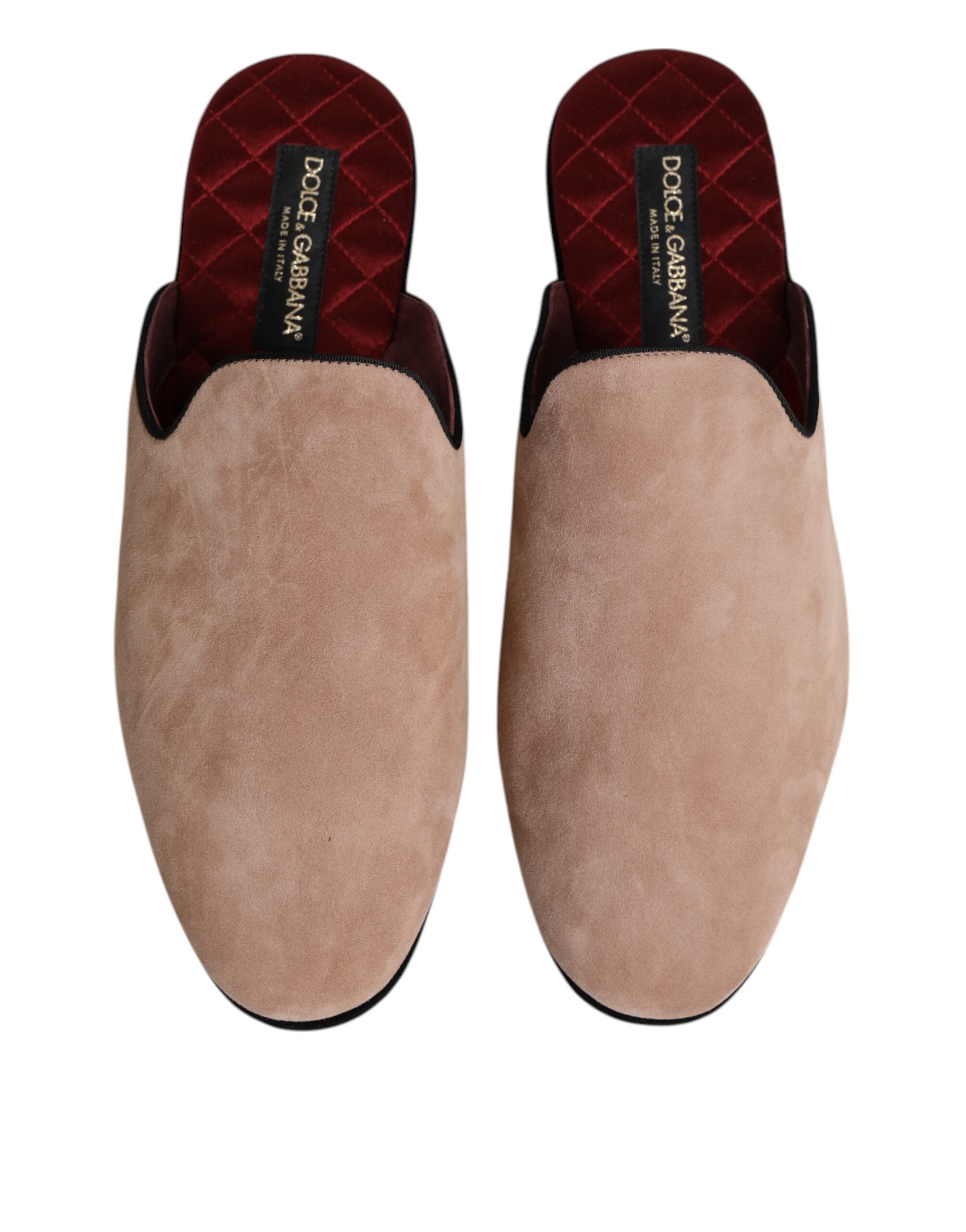 Dolce &amp; Gabbana Beige Capra Ruskinds Slides Flade Tøfler