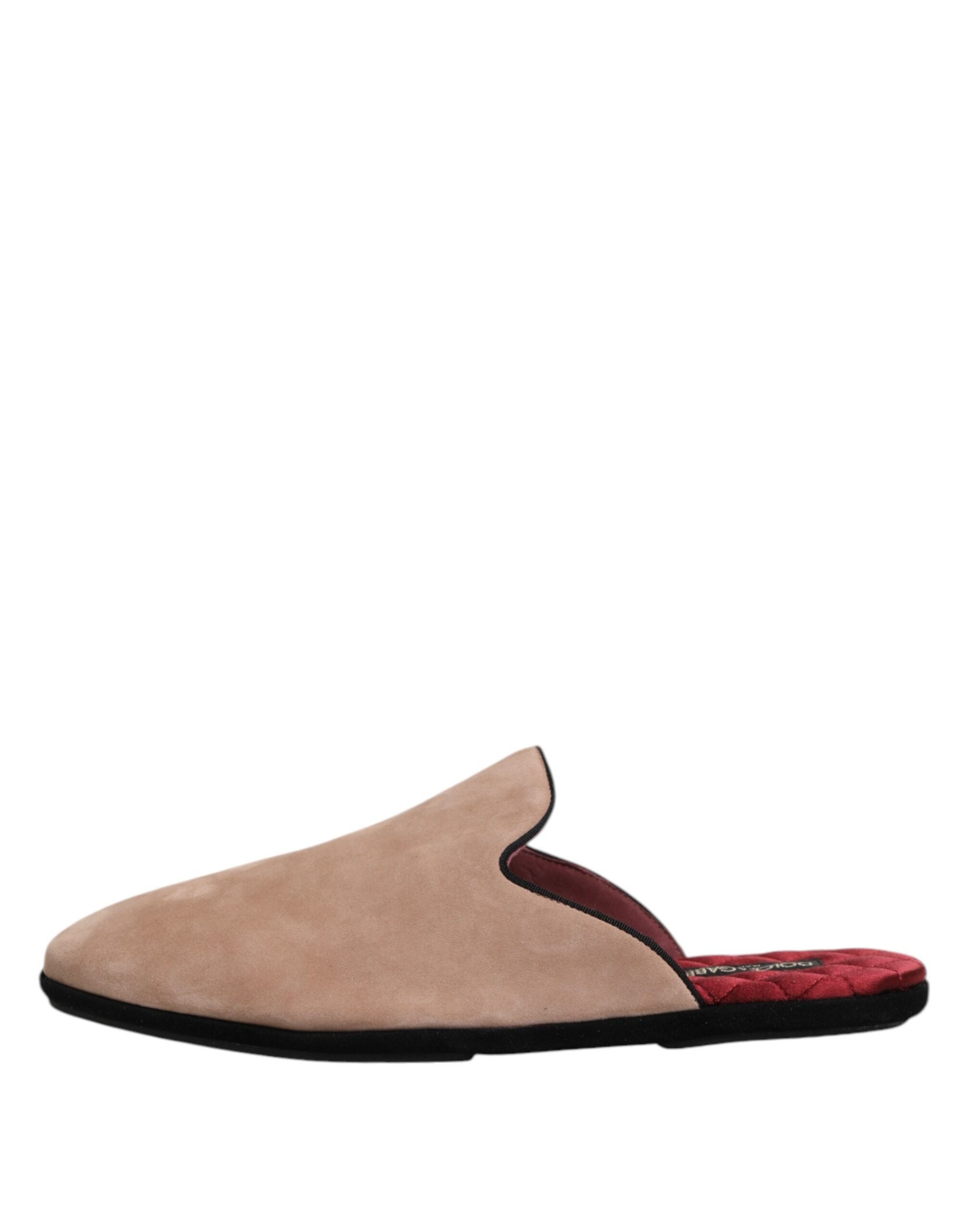 Dolce &amp; Gabbana Beige Capra Ruskinds Slides Flade Tøfler