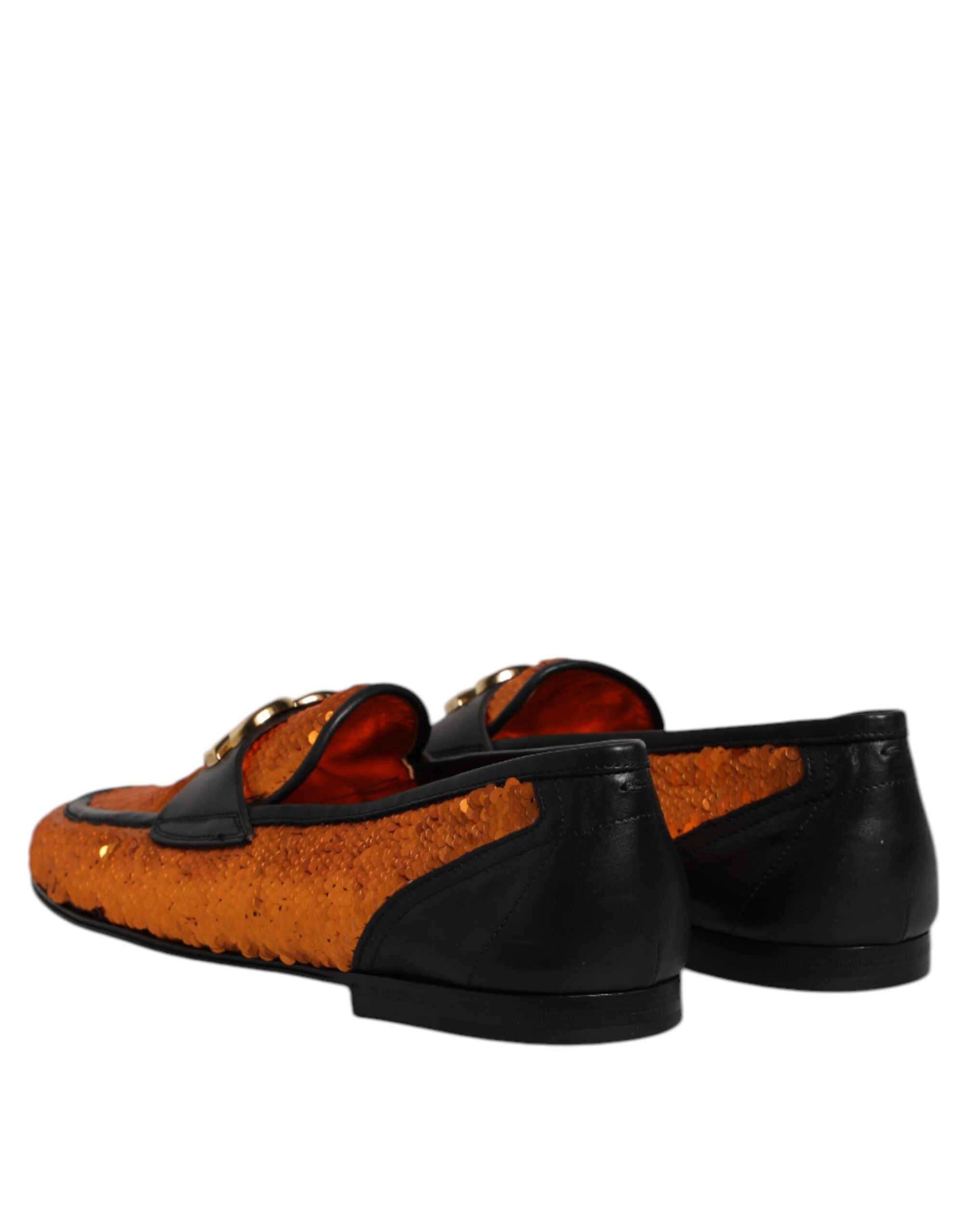Dolce &amp; Gabbana Orange Pailletudsmykkede Herre Loafers Sko