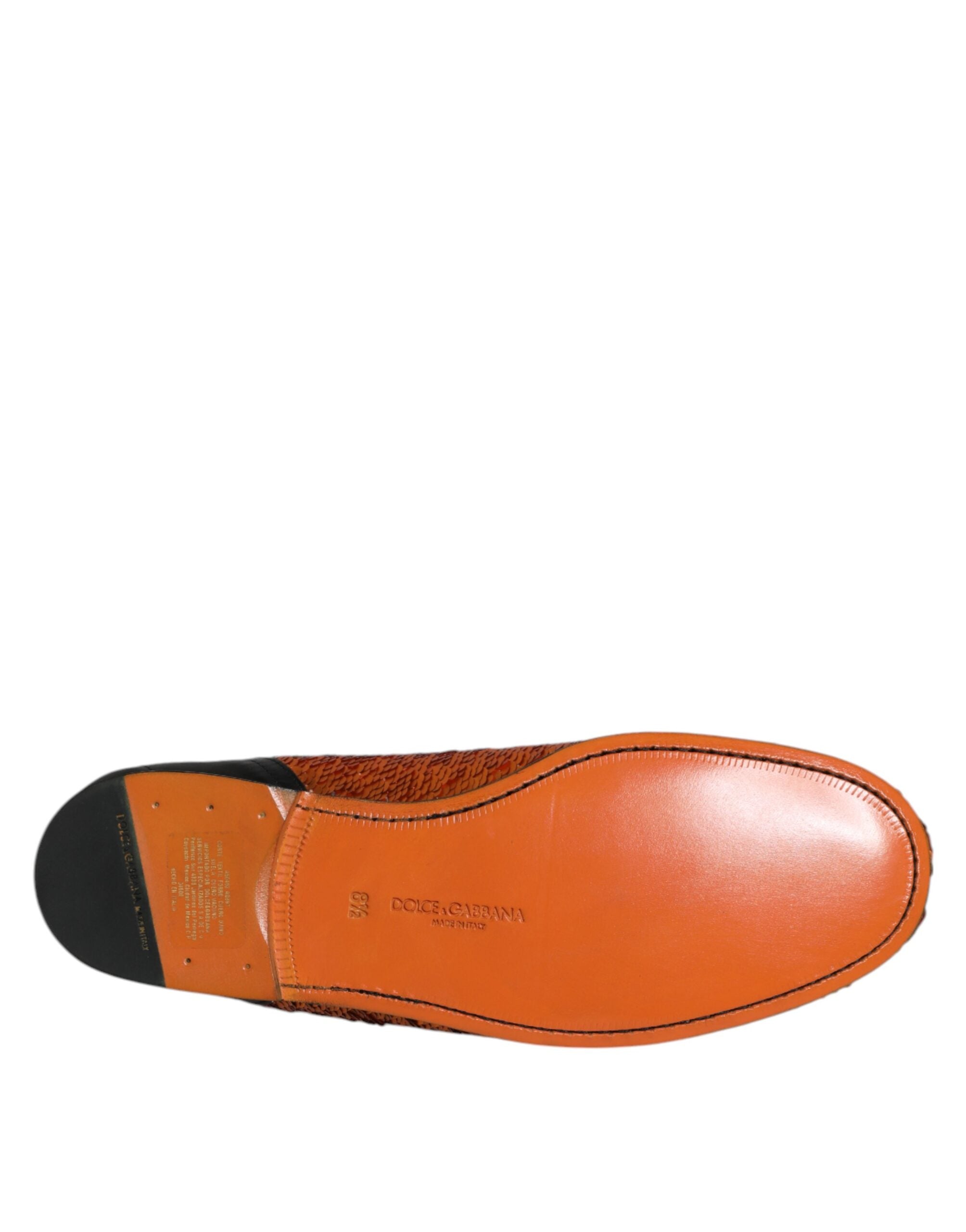 Dolce &amp; Gabbana Orange Pailletudsmykkede Herre Loafers Sko