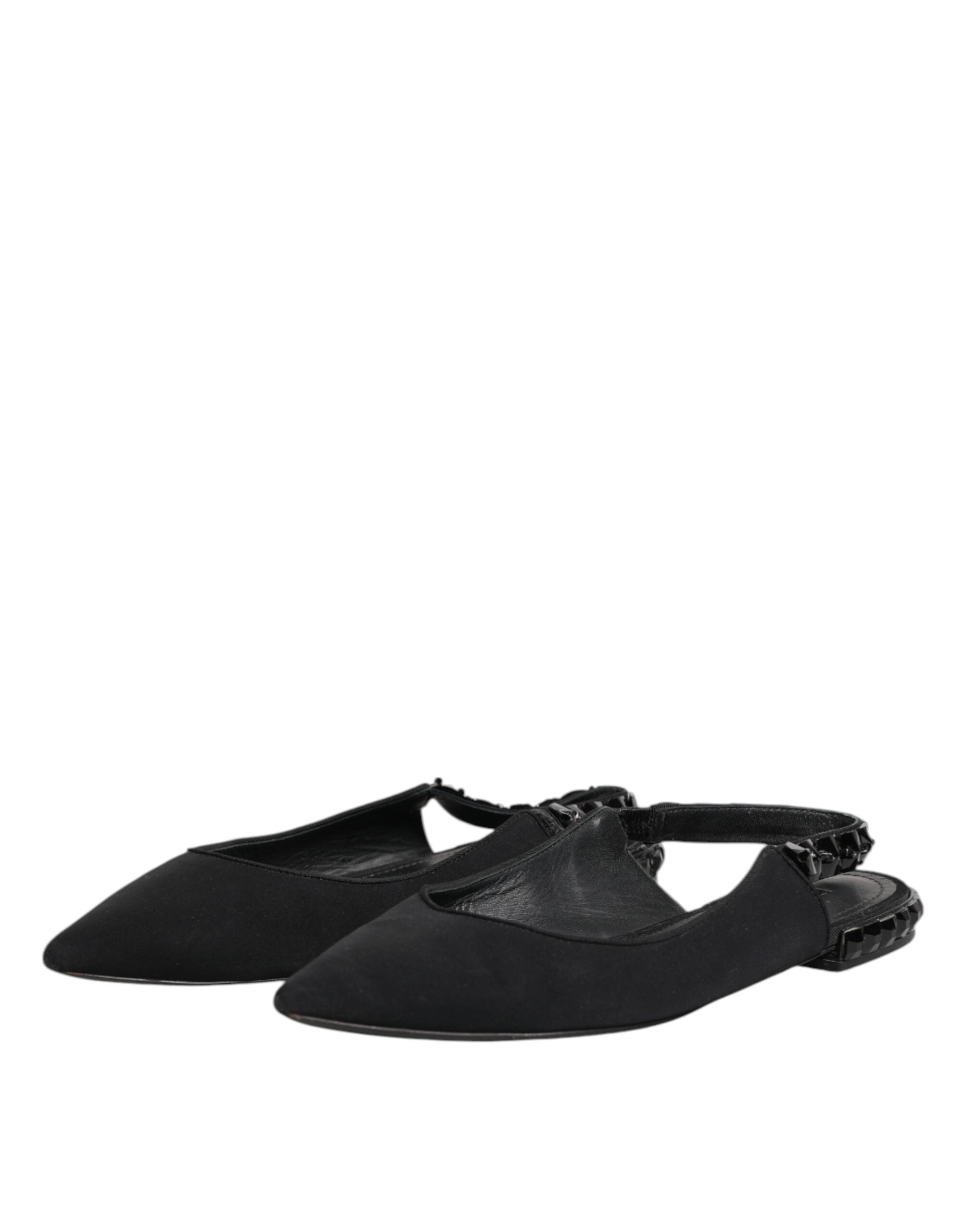 Dolce &amp; Gabbana Sorte Krystal Charmeuse Slingback Sko