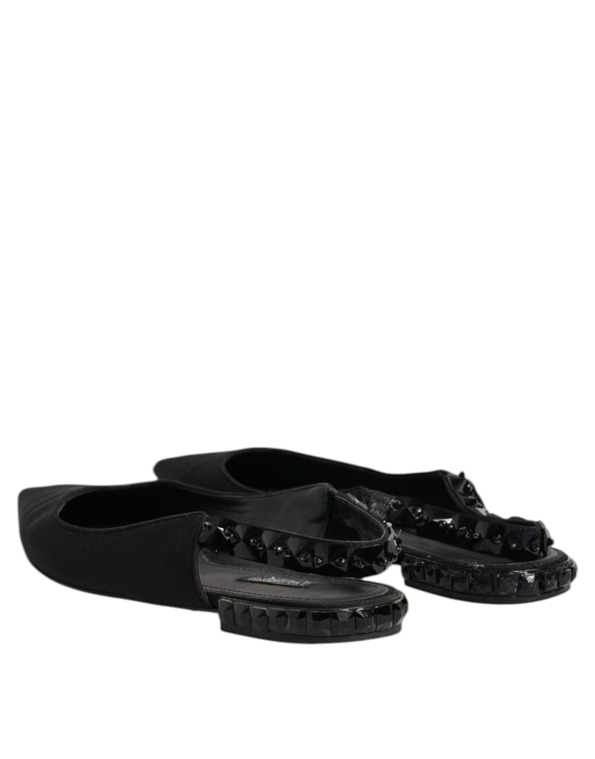 Dolce &amp; Gabbana Sorte Krystal Charmeuse Slingback Sko