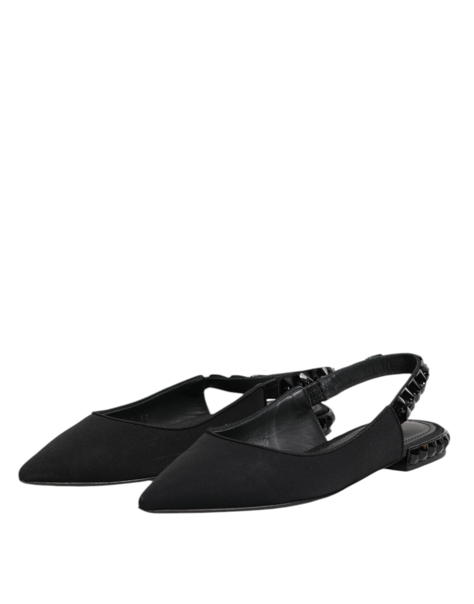 Dolce &amp; Gabbana Sorte Krystal Charmeuse Slingback Sko
