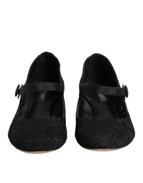 Dolce & Gabbana Black Vally Taormina Floral Lace Pumps Shoes