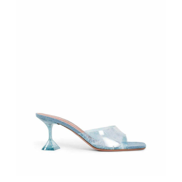 Amina Muaddi Lupita Glass Pvc Denim Mules - Hilstor