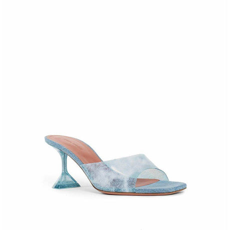 Amina Muaddi Lupita Glass Pvc Denim Mules - Hilstor