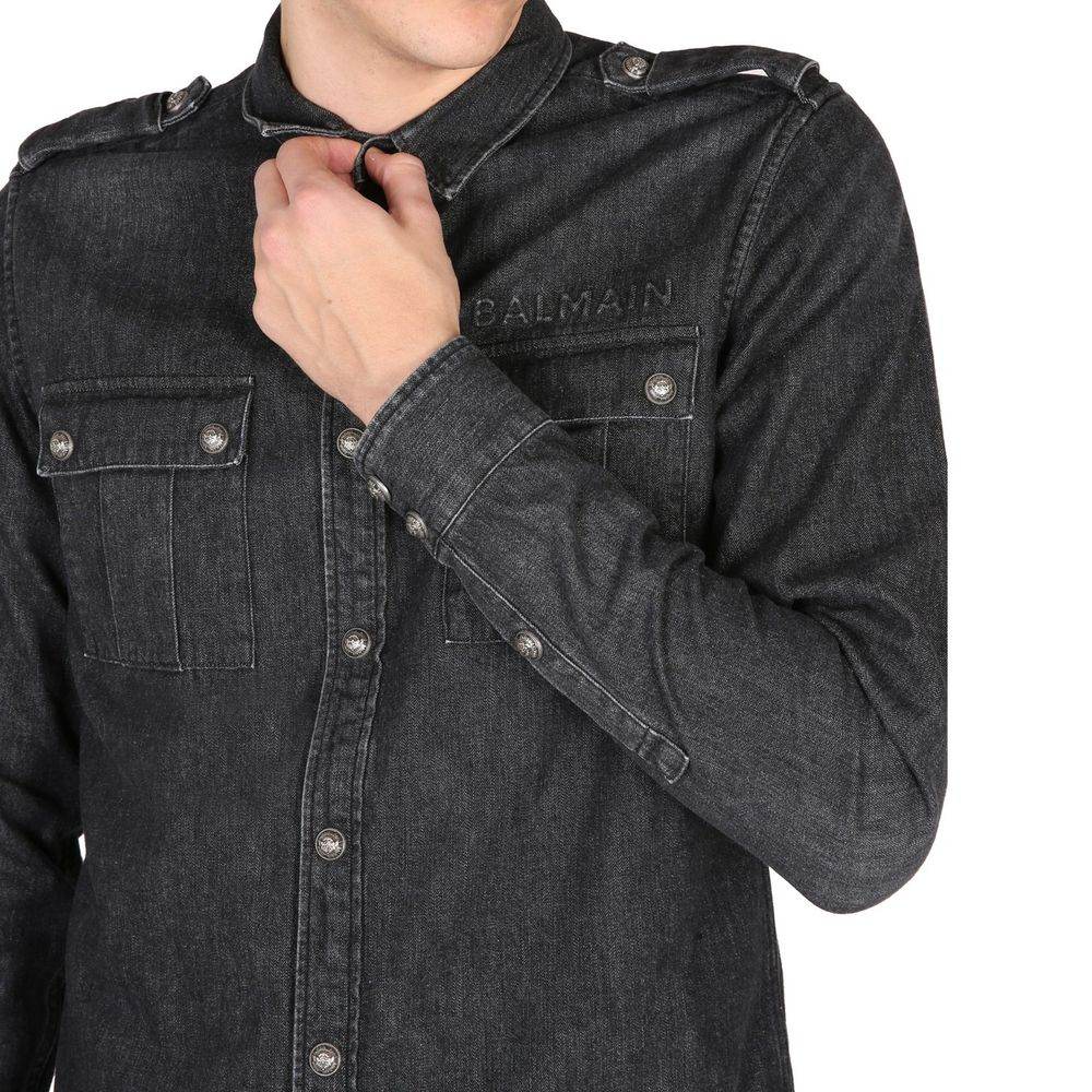 Balmain Cotton Denim Shirt - Hilstor