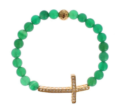 Nialaya Elegant Green Jade Bead & Gold Plated Bracelet - Hilstor