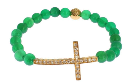 Nialaya Elegant Green Jade Bead & Gold Plated Bracelet - Hilstor