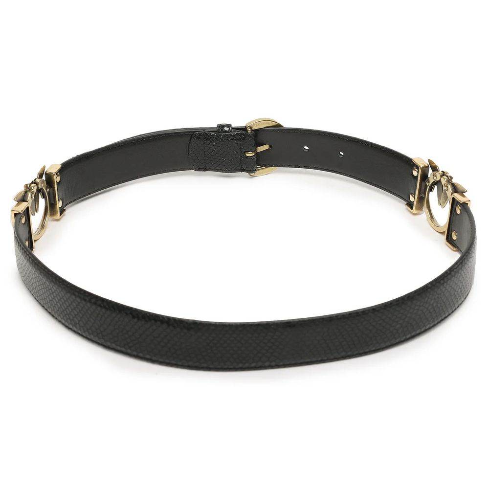 PINKO Black Calfskin Belt - Hilstor