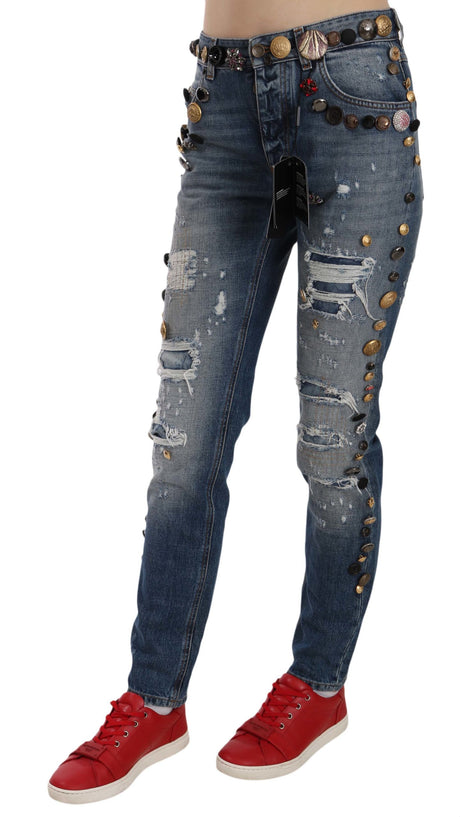 Dolce &amp; Gabbana Denimbukser med slidte detaljer og knapper