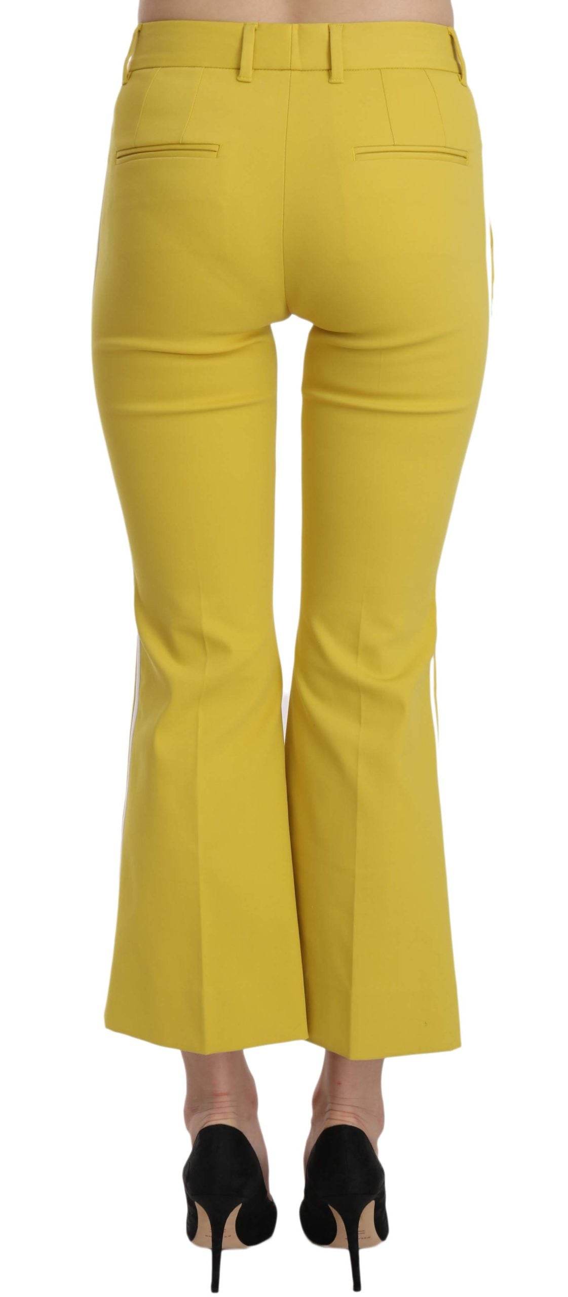 Dolce & Gabbana Yellow Flared Bootcut Capri Cotton Pants - Hilstor