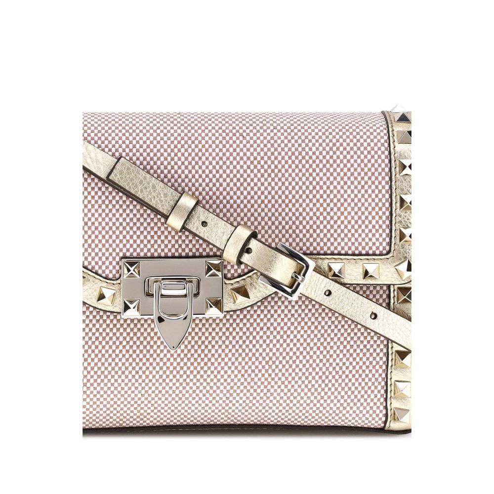 Valentino Garavani Small canvas Rockstud Shoulder Bag - Hilstor