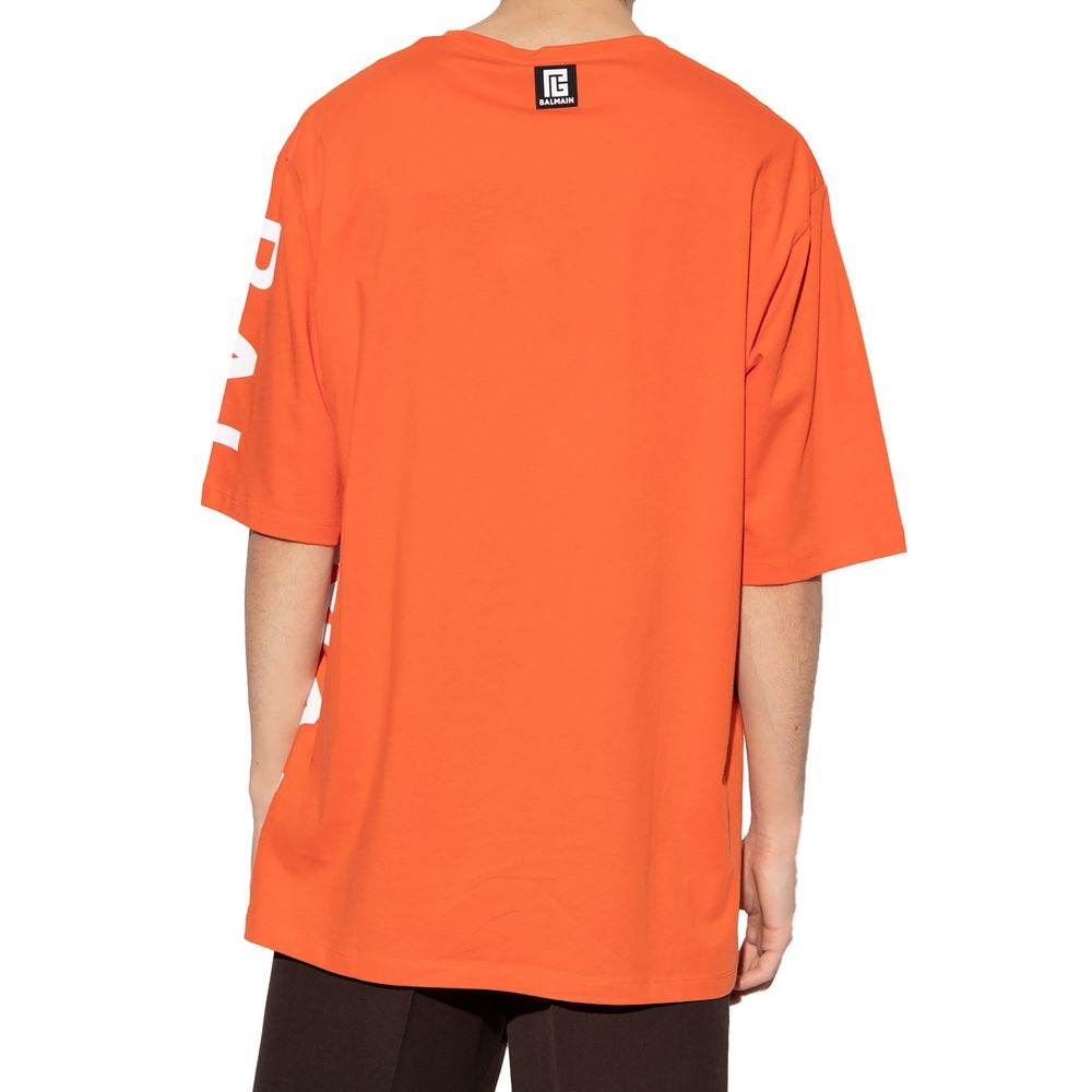 Balmain Orange Cotton T-Shirt - Hilstor
