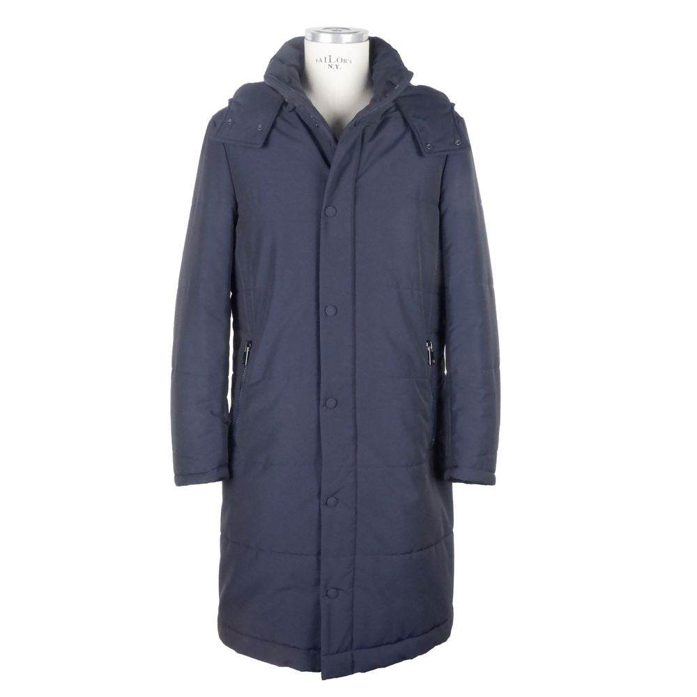 Made in Italy Blue Wool Men Raincoat - Hilstor