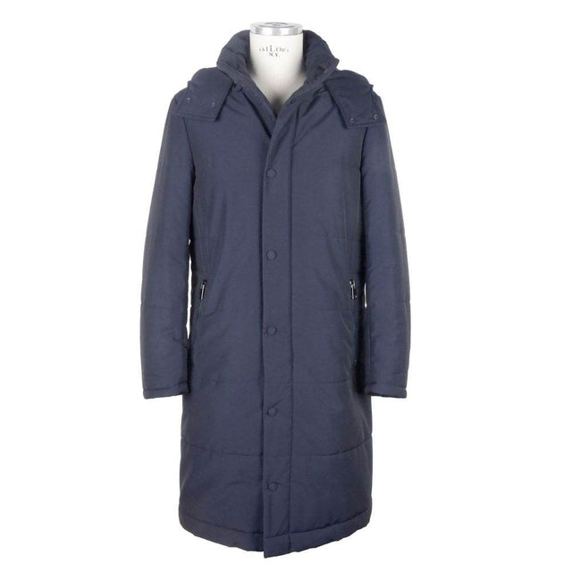 Made in Italy Blue Wool Men Raincoat - Hilstor