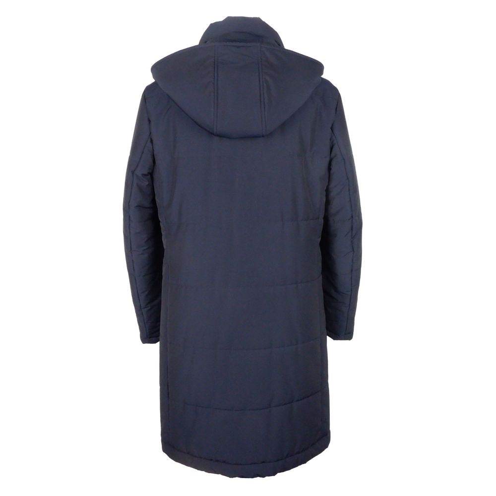 Made in Italy Blue Wool Men Raincoat - Hilstor