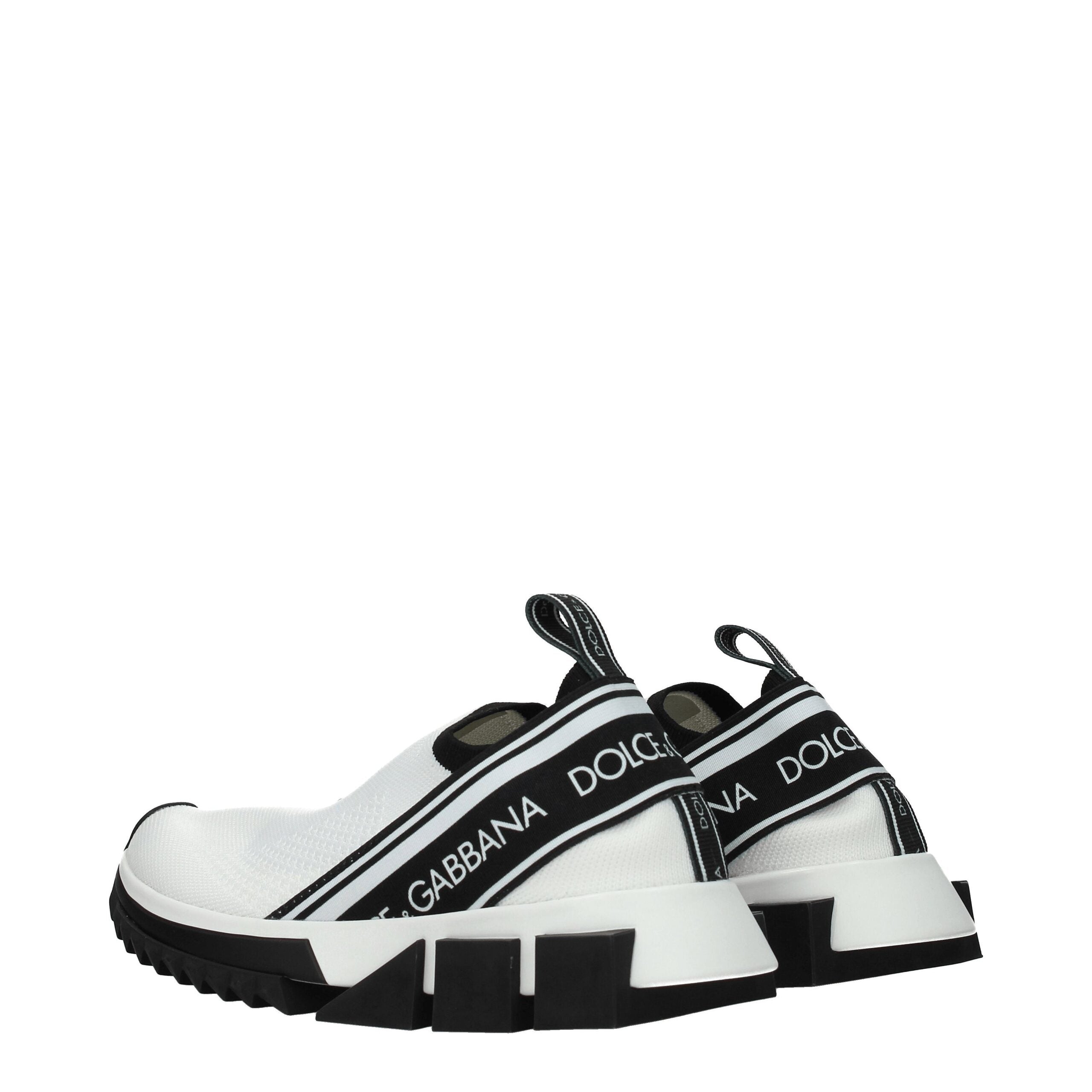 Dolce & Gabbana White Fabric Chunky Sneakers
