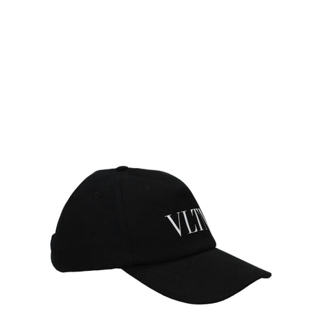 Valentino Garavani Black Cotton Caps (Baseball Hat) - Hilstor