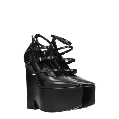 Versace Black Leather Broch
