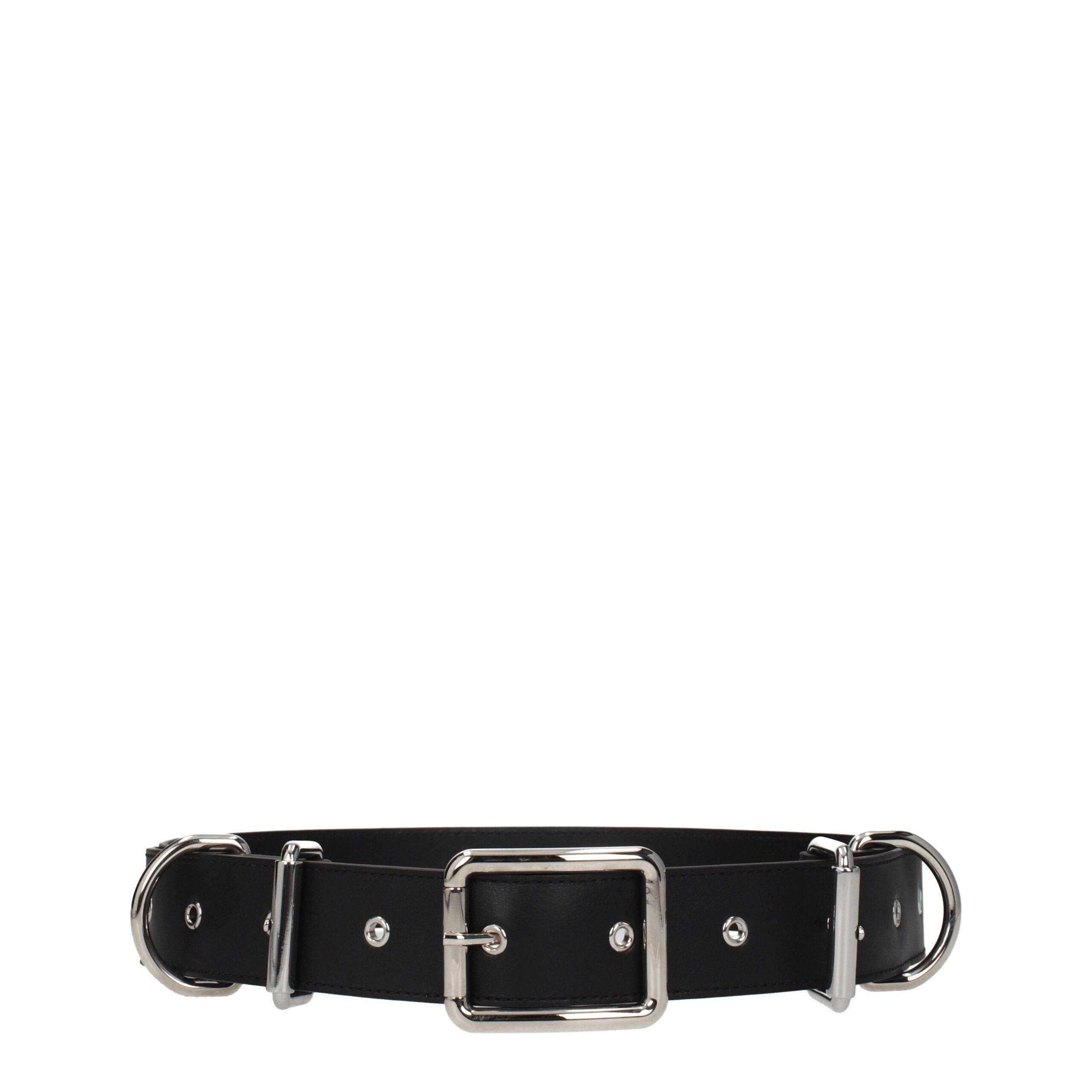 Moschino Black Leather Belts - Hilstor