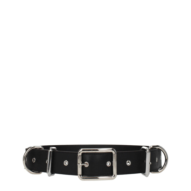 Moschino Black Leather Belts - Hilstor