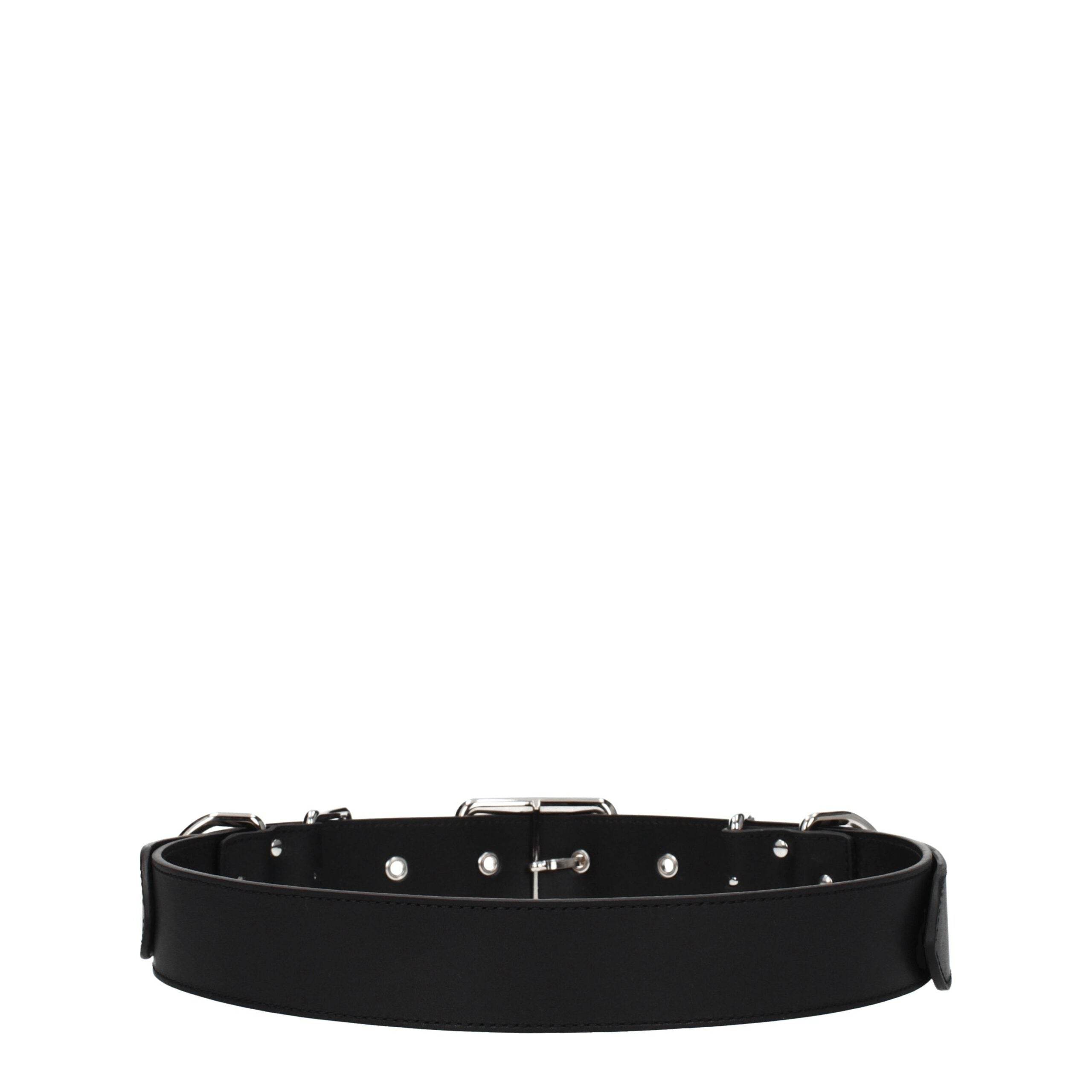 Moschino Black Leather Belts - Hilstor