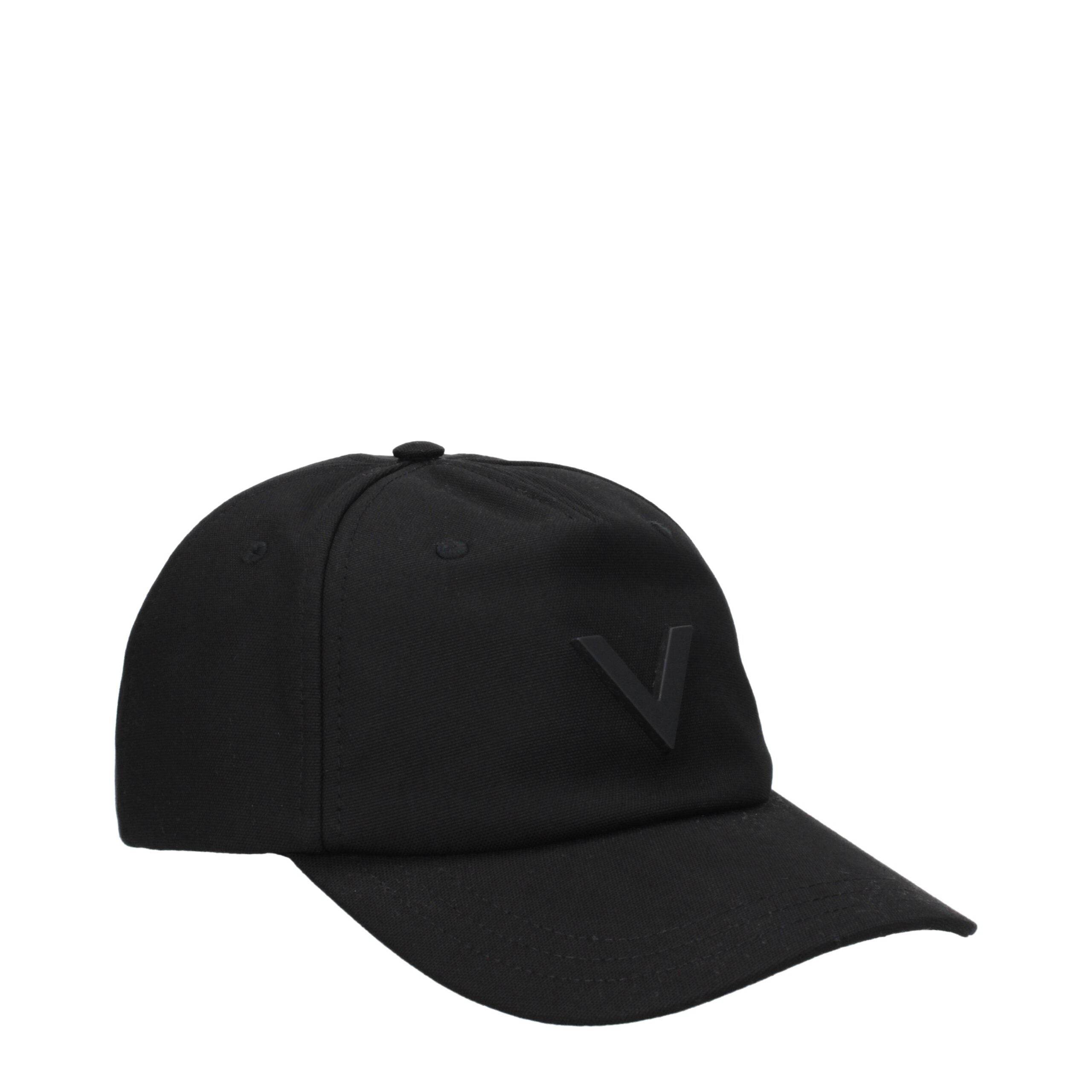Valentino Garavani Black Cotton Caps (Baseball Hat) - Hilstor
