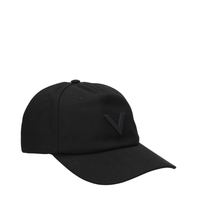 Valentino Garavani Black Cotton Caps (Baseball Hat) - Hilstor