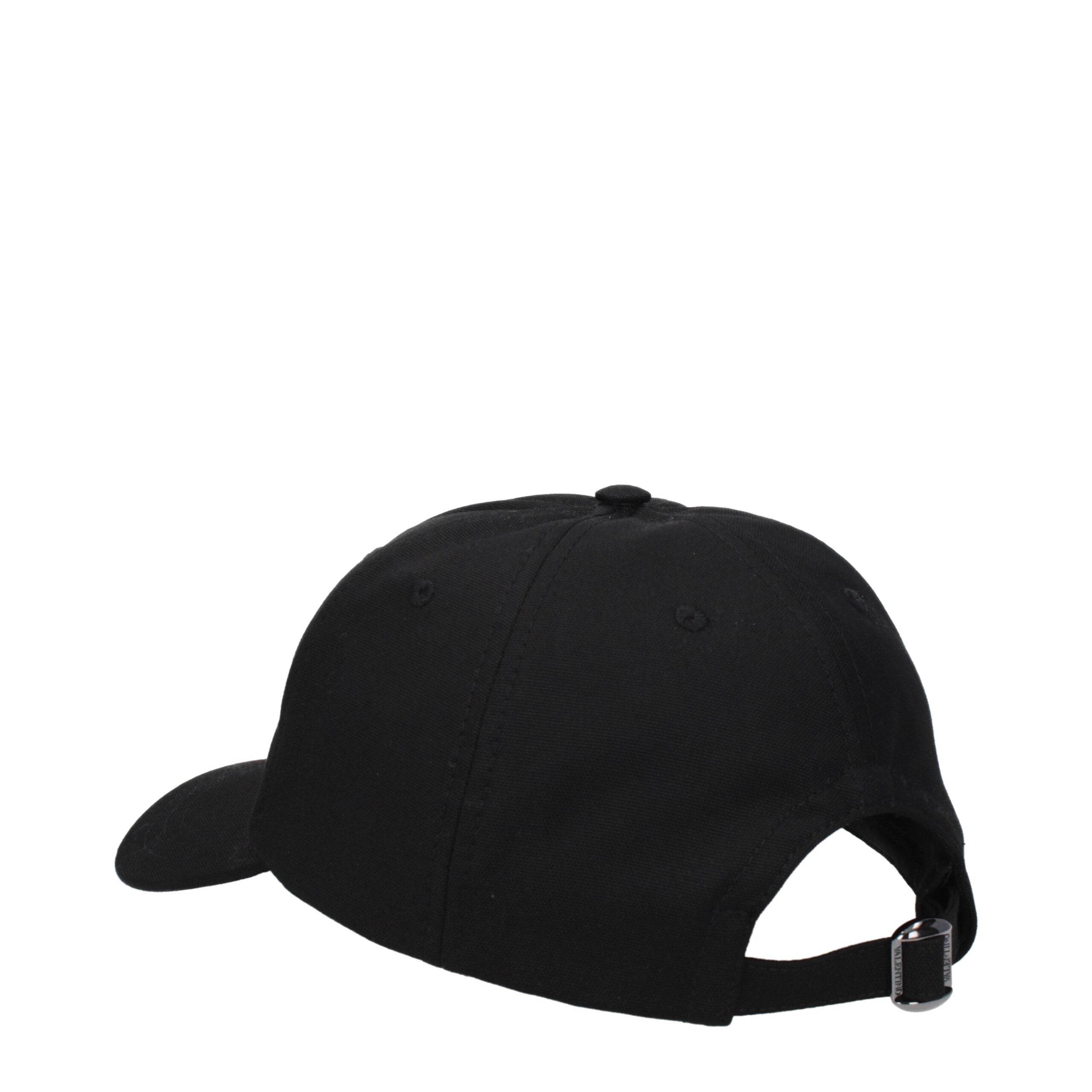 Valentino Garavani Black Cotton Caps (Baseball Hat) - Hilstor