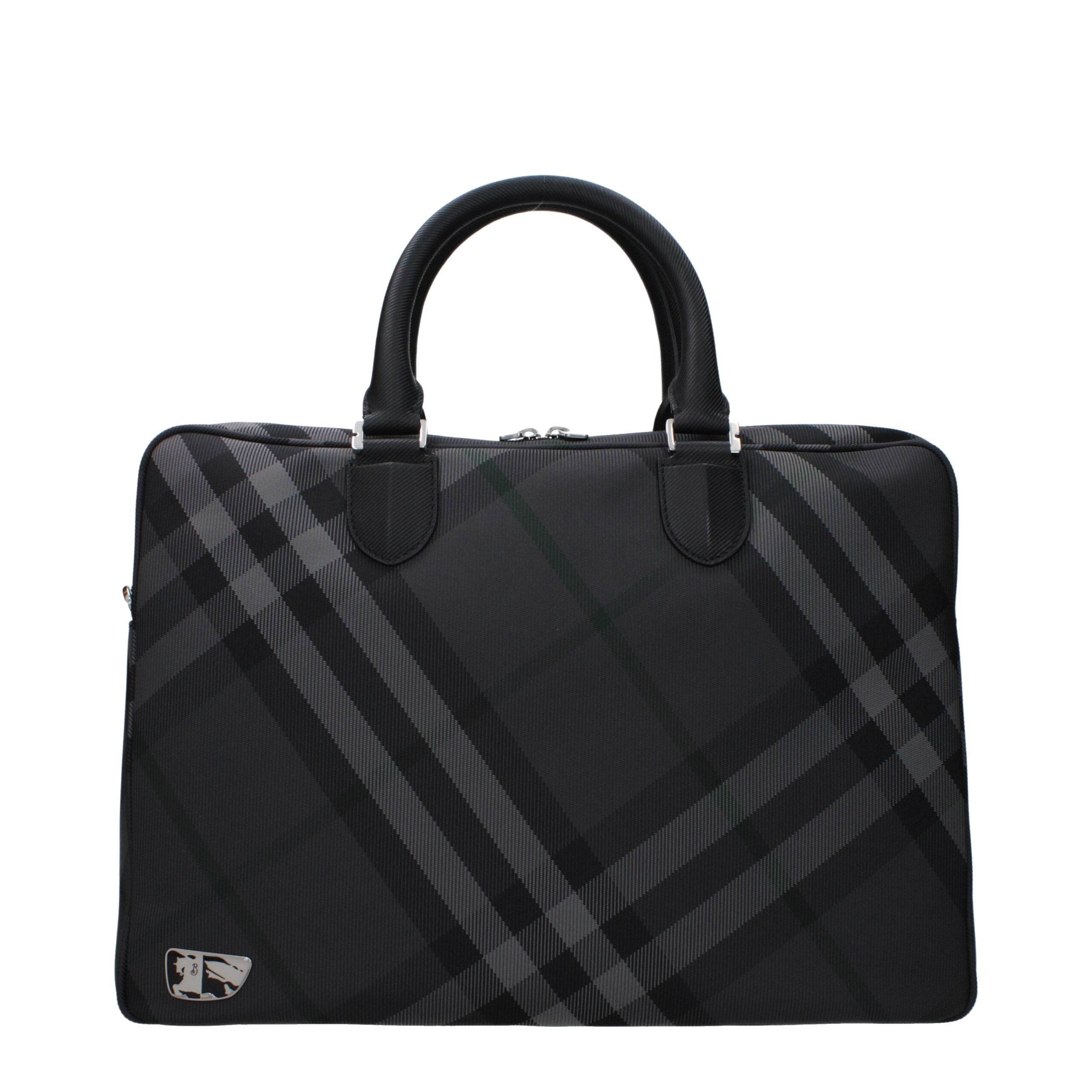 Burberry Gray Fabric Business And Laptop Bags - Hilstor