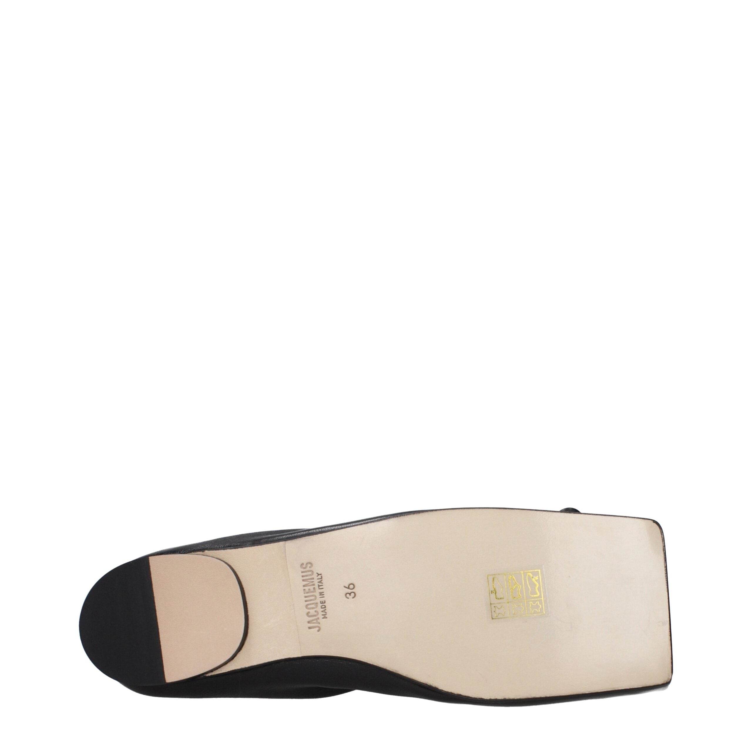 Jacquemus Black Leather Ballet Flats - Hilstor