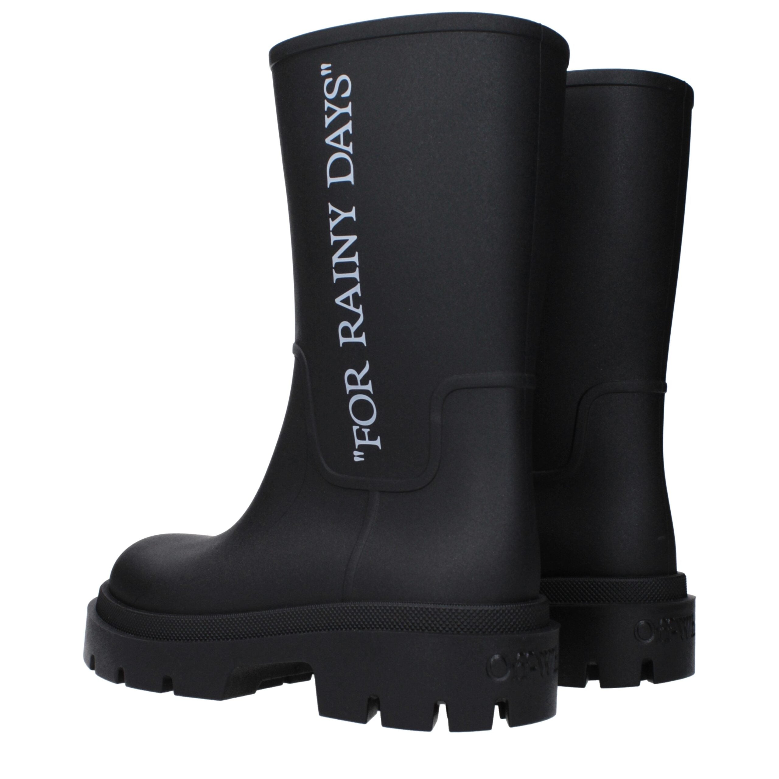 Off-White Black Cotton Ankle Boots