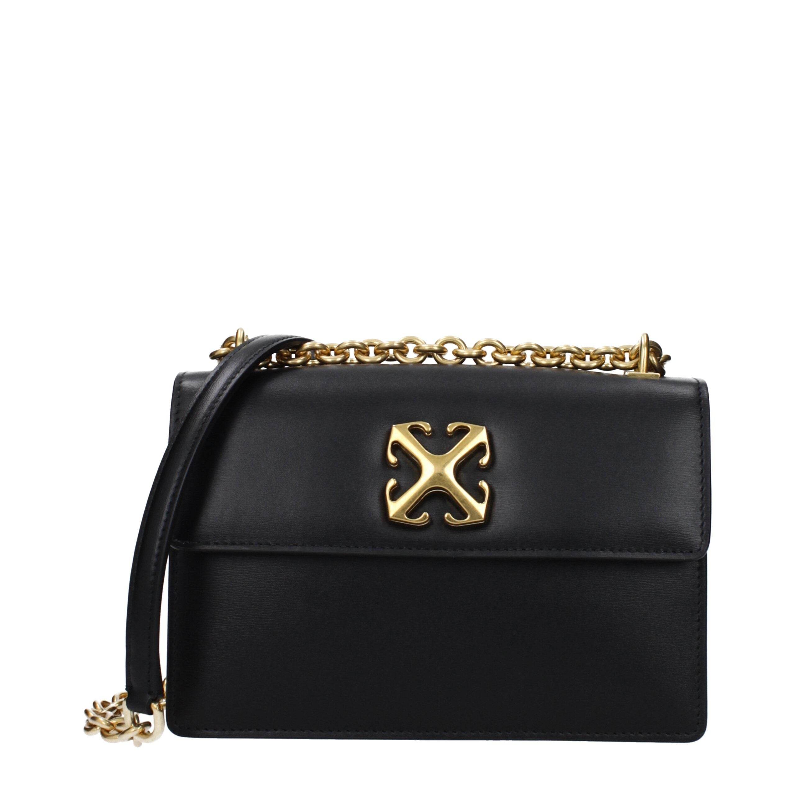 Off-White Black Leather Crossbody Bags - Hilstor