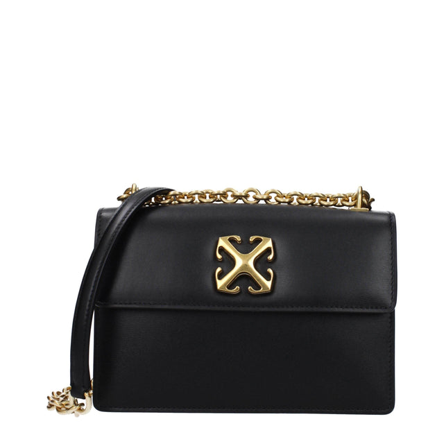 Off-White Black Leather Crossbody Bags - Hilstor