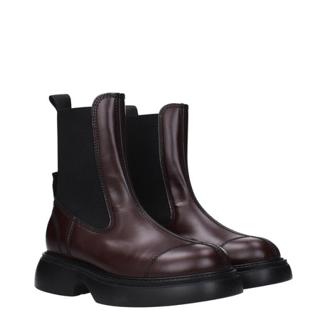 Ganni Brown Leather Ankle